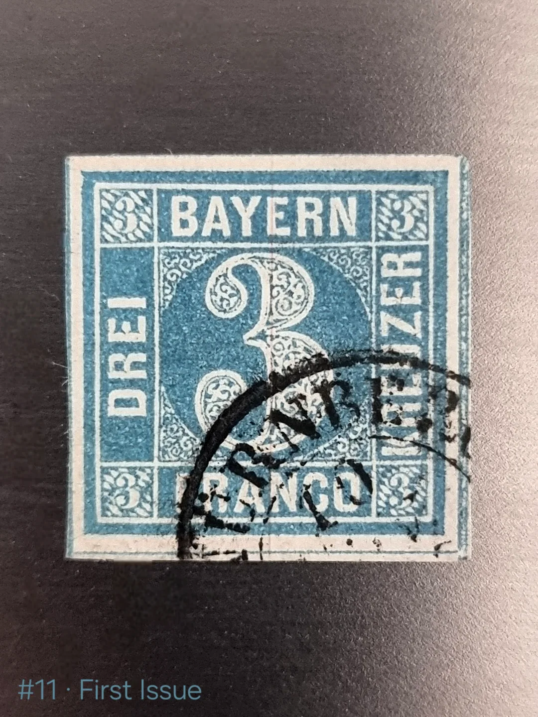 First postage stamp of Bavaria, 1 Nov 1849