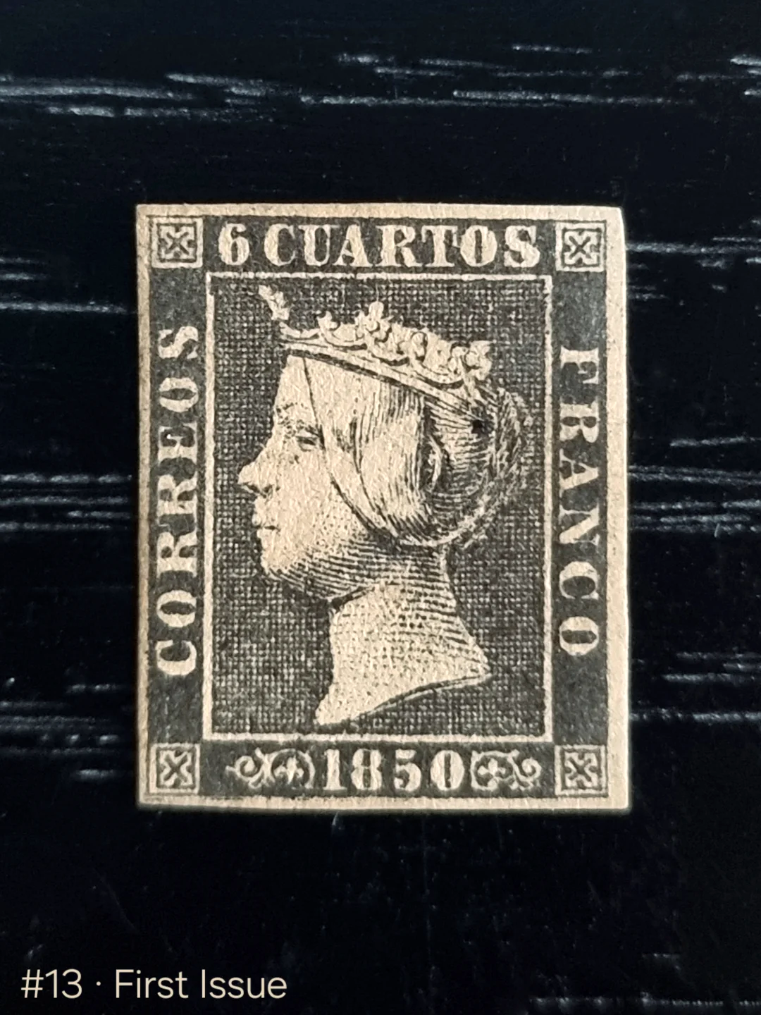 First postage stamp of Spain, 1 Jan 1850