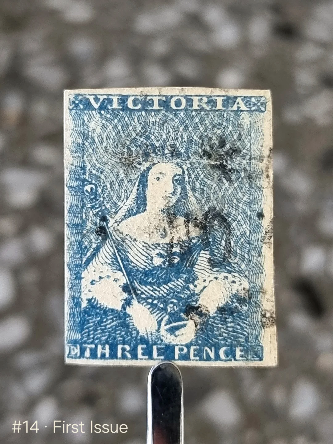 First postage stamp of Victoria, 3 Jan 1850
