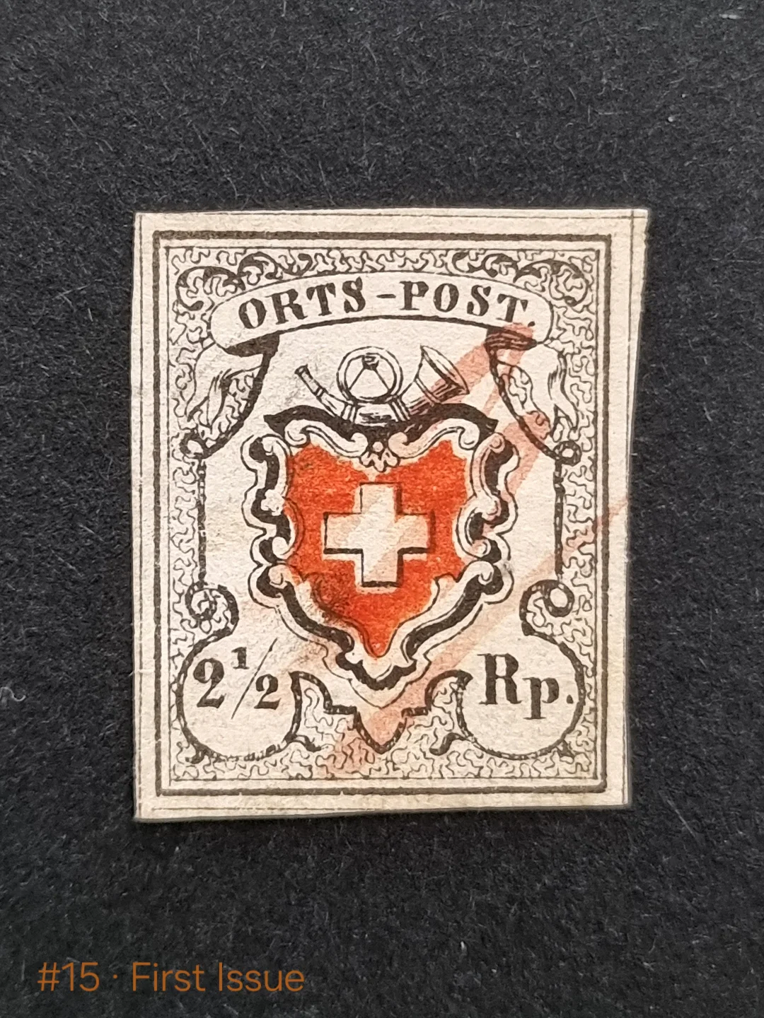 First postage stamp of Switzerland, 17 May 1850