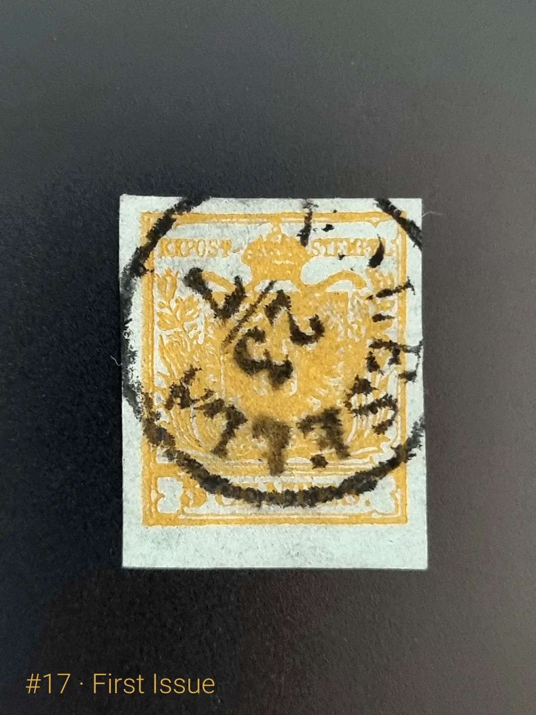 First postage stamp of Lombardy-Venetia, 1 Jun 1850