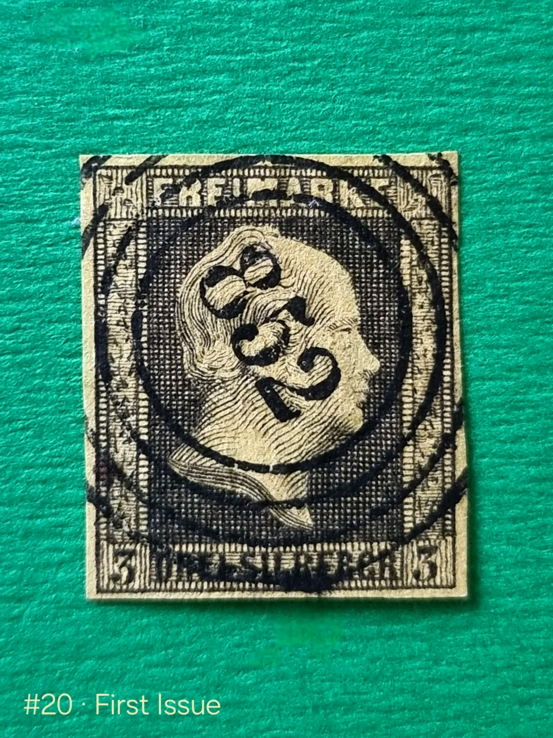First postage stamp of Prussia, 15 Nov 1850