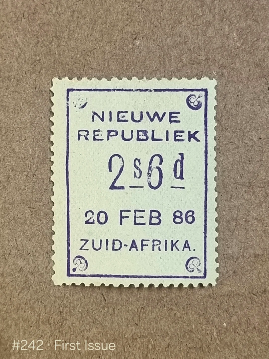 First postage stamp of New Republic, 7 Jan 1886