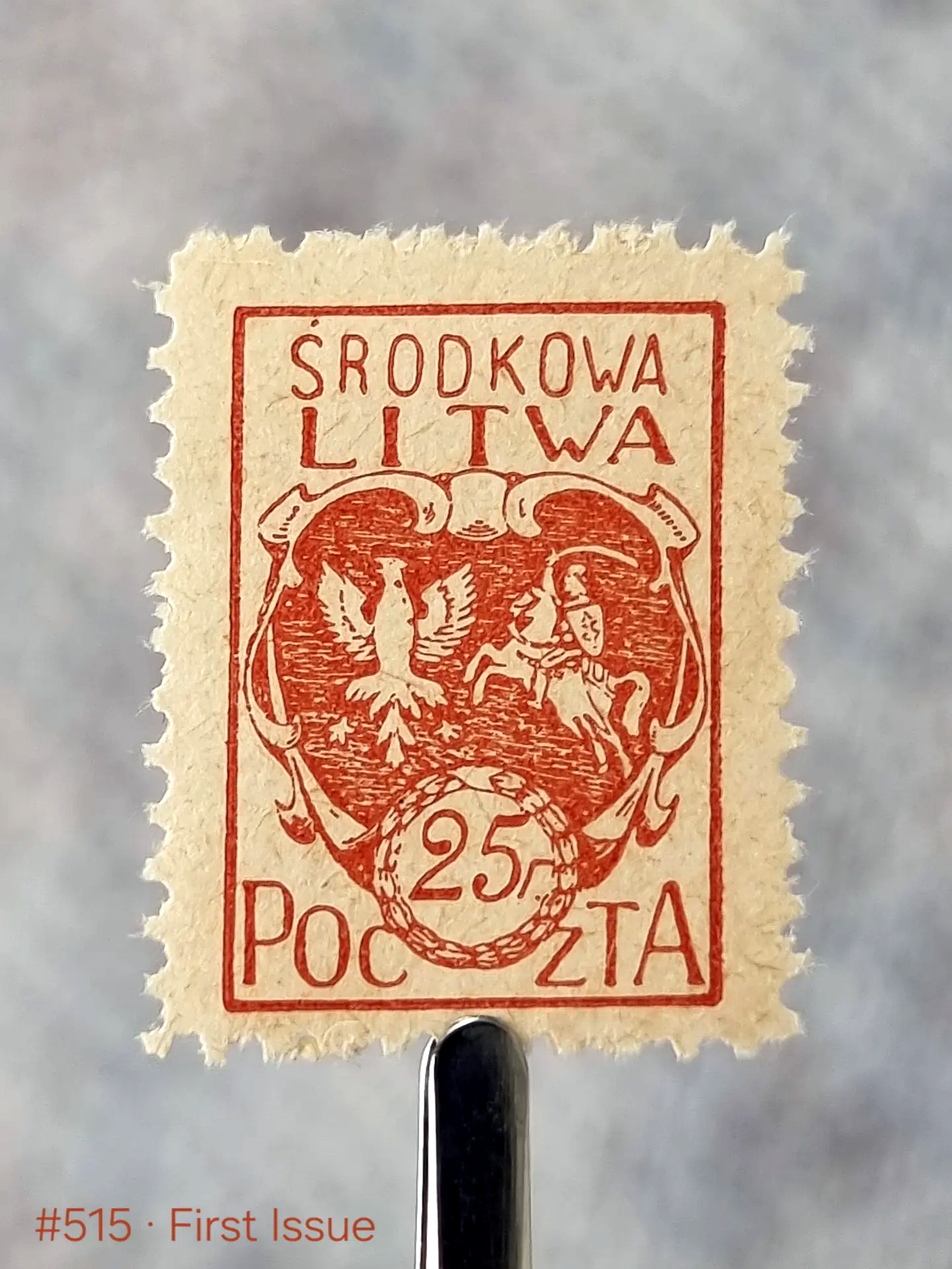 First postage stamp of Central Lithuania, 20 Oct 1920