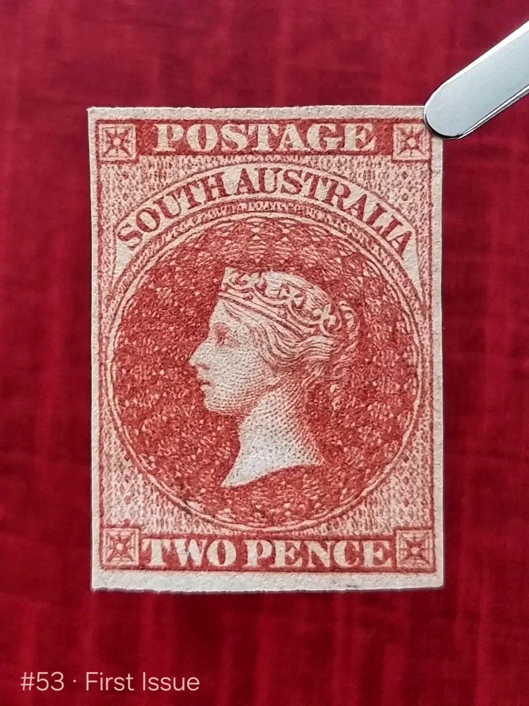 First postage stamp of South Australia, 1 Jan 1855