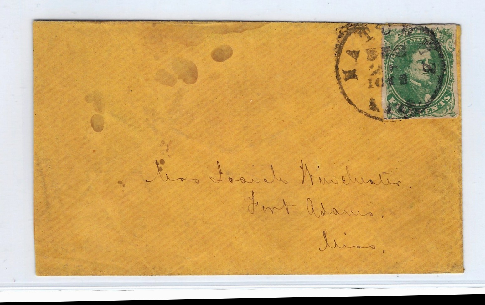 Jefferson Davis 5c on Cover — Front
